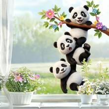 1/3 piezas Pegatinas de ventana con diseño de animales forestales - Ardilla, Mono y Patrón apilado de Pandas, Reutilizables, No dejan residuos, Adecuadas para ventanas, puertas, aulas, habitaciones infantiles y decoraciones de fiesta. - Pegatinas de animales para ventanas - Ver 3