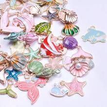 Bộ 30/50/100 mặt dây chuyền hình sinh vật biển bằng hợp kim kẽm tráng men, nhiều màu sắc, thích hợp để làm đồ trang sức như vòng cổ, bông tai, vòng tay và các phụ kiện thủ công DIY khác. - Hỗn hợp ngẫu nhiên khác nhau - Xem 1