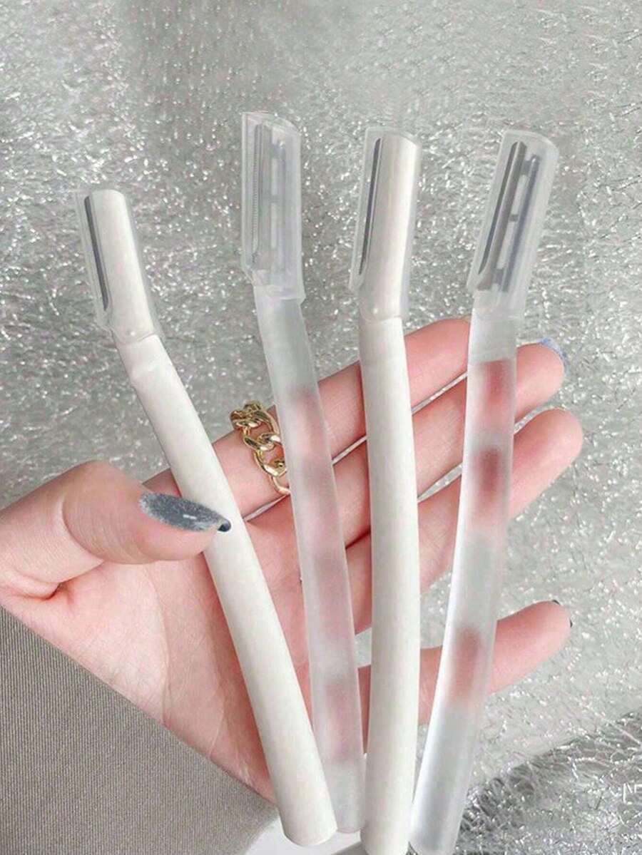 Bộ dụng cụ tỉa và cạo lông mày 2/4 món, dụng cụ tẩy tế bào chết, bộ cạo lông cơ thể và lông mặt với lưỡi dao sắc bén cán dài, dụng cụ chăm sóc lông mày dùng hàng ngày hoặc khi đi du lịch. - A - Xem 1