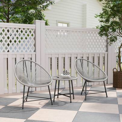 Outsunny Polyrattan Gartenmöbel Set, Outdoor Lounge Balkonmöbel für 2 Personen, 3-teilig Sitzgruppe mit 2 Stühle, Tisch, wetterfest Gartenlounge für Garten, Terrasse Balkon