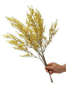 1pc/5pcs Faux Flocked Lavender Bouquet, Plastic Artificial Flowers For DIY Home, Outdoor Garden, Living Room, Bedroom Vase Decor, Wedding Bridal Bouquet Supplies - Yellow - View 7