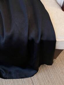 Satin Jacquard Slip Dress, Waist Cinched, Elegant Long Dress With Luxurious Vibe Black Summer - Black - View 7