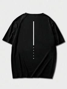 GRDR 男士夏季休闲字母“DREAM”印花圆领短袖T恤，舒适时尚 - 黑色 - 查看 5