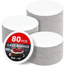 Paquete de 80 tablas para tartas redondas de 10 pulgadas redondas base redonda de cartón de grado alimenticio para mostrar pasteles pan postres delgado y fuerte - 80P - Ver 8
