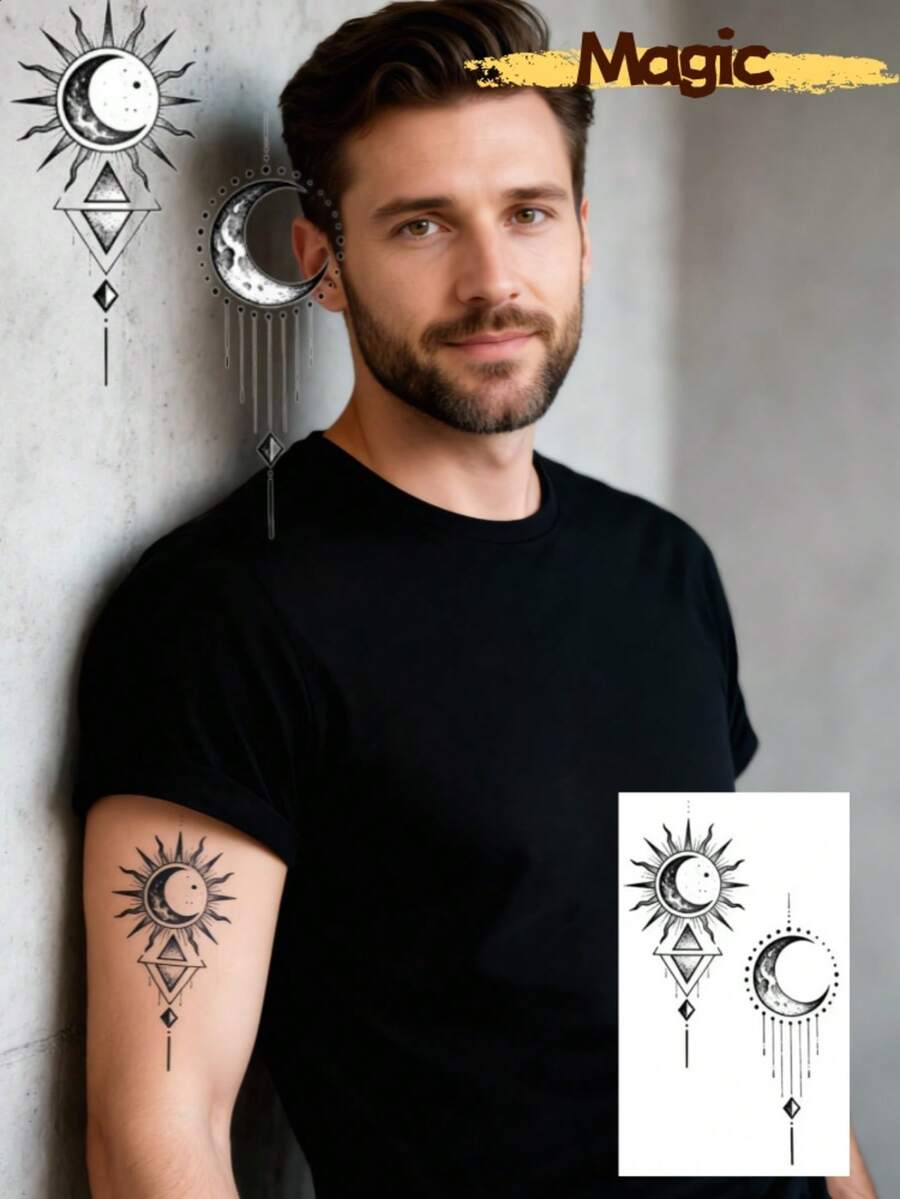 男女通用防水逼真纹身贴纸 - 草本汁液纹身贴，可持续10-12天