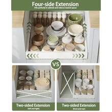 NETEL 2 piezas Cajones Extraibles para Cocina Cajones Deslizables para Cocina con 3 Rieles Adhesivo Expandible por los cuatro lados Organizador para Alacena An: 30-49 cm Prof : 43 5-55 cm NE - Blanco - Ver 5