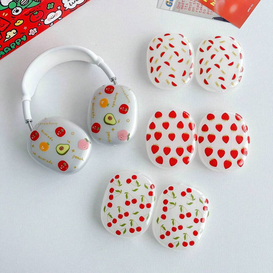 1套夏季派对适用苹果MAX水果派TPU软壳耳机保护套，耳机外壳，TPU水果耳机套，IMD软壳 - 彩色 - 查看 1