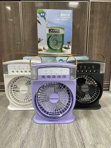 Akane USB Charging - Air Cooling Humidifying Mist - Built-In 600ML Water Tank, Colorful Night Light - 3-Speed Fan Settings - Remote Control - Automatic Rotation - Suitable For Office-Dormitory-Bedroom-Holiday Gift 12-Month Applicable Portable Air Conditioner 5-Nozzle Portable Fan Cooling Mist Fan 5-Nozzle Humidifier, 3-Speed Adjustable, Fast Cooling, Large Capacity Water Tank, 5 Nozzles, 3-In-1 Blow/Cool - Desk Fan - View 4