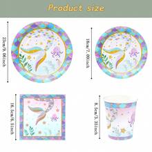 Mermaid Seaweed Disposable Tableware Set, 7/9 Inch Party Plates, Disposable Paper Plates, Cups, Napkins, Suitable For Holidays, Weddings, Engagements, Birthdays, Parties, Celebrations - Multicolor - View 2
