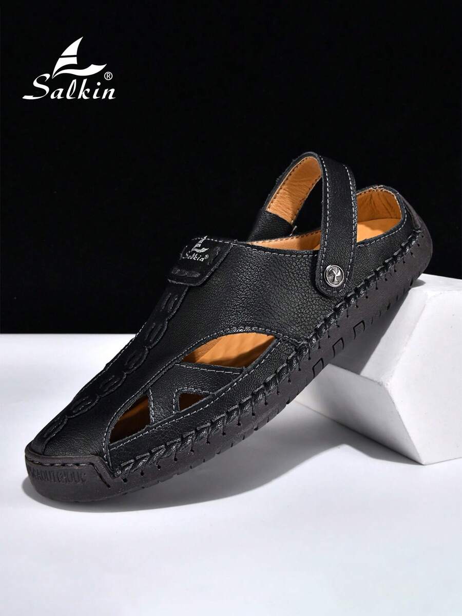 Salkin Men's Casual Sandals, Summer Outdoor Beach Slippers, Dual-Wear Breathable Non-Slip Hiking & Leisure Sandals - Black - View 1