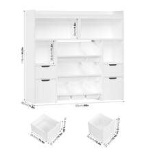Scaffale per bambini da 122 cm con scatole su ruote, libreria per bambini con 4 scomparti portaoggetti - Bianco - Visualizzare 6