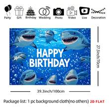 2D Flat - 2D Flat - A Large Tapestry Featuring A Cheerful Underwater Scene With Sharks, Perfect For Birthday Celebrations And Room Decor. Ideal For Bedrooms, Living Rooms, Meditation Spaces, Offices, And Party Settings - 1PC - View 10