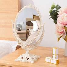 Espejo de tocador de estilo palaciego retro lujoso - Rotación de 360°, adecuado para dormitorio y dormitorio | Mejora tu rutina de maquillaje con el encanto real - Beige - Ver 5