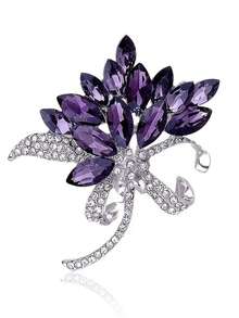 Crystal Flower Brooch, Fashionable 2-In-1 Scarf Clip & Sweater Chain Necklace, Luxury Accessory - Flower Type - View 6