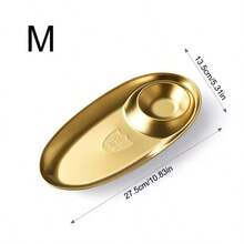 Stainless Steel Gold Oval Fried Chicken Plate With Compartments For Dipping Sauce, Appetizers, Snacks, Veggies, Chips, 2-Compartment Tray, Suitable For Home And Outdoor Camping - Multicolor - View 9