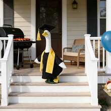 Porch Goose Outfit, Graduation Goose Statue Clothes Hat With Costume Garden Decoration - Black 1pc - View 3