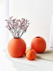 Spherical Vase Decor, Indoor Desktop Bookshelf Vase Floral Decor, Spherical Home Decor, Spherical Decorative Vase Placed In The Center Of Dining Table, Wedding Venue, Office, Living Room - Orange - View 3