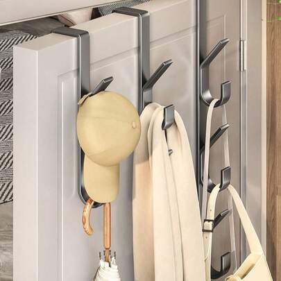 Bộ 2 giá treo khăn bằng thép carbon chịu lực cao, đa năng, treo trên cửa | Thiết kế dọc tiết kiệm không gian | Giá treo khăn phòng tắm treo trên cửa, màu titan, không cần khoan, thích hợp cho phòng ngủ, mẫu mới 2026