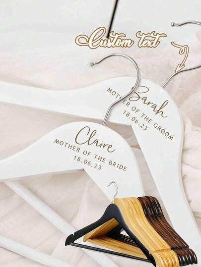 Customized Wedding Name Hanger, Personalized Wooden Clothes Hanger, Can Be Customized For Dress, Pants, Men's Suit, Shirt, Birthday Gift, Bridesmaid/Bride Hanger, Wedding Gift, Valentine's Day, Unisex, Bride, Groom, Family, Friends, Fashion, Unique Gift