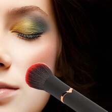 (Black) 1 RUSHBGM Manual Eye Concealer Brush And Foundation Brush, Suitable For Liquid Cosmetics, Dense Synthetic Angled Cappuccino Brush, Suitable For Liquid, Cream, And Loose Powder Cosmetics - 摩卡棕 - 查看 1