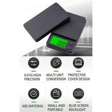 [500g 精密電子秤] 數位口袋秤，500g/0.01g 精度，LCD 背光克重稱量工具，塑膠材質，電池供電，附歸零功能，適用於珠寶、食品、盎司/克令，不含電池 - 黑色 - 查看 4