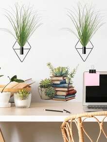1pc Black Wall-Mounted Flower Vase, Creative Adhesive Wall Hanging Flower Rack, Minimalist Open Tubular Design, Suitable For Home, Office, Living Room, Bedroom Floral Display - Black - View 2