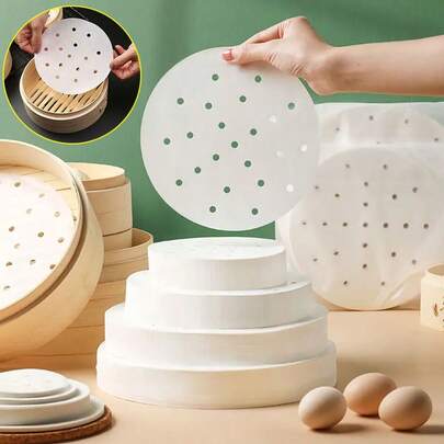 50 cái/100 cái Giấy lót nồi hấp dùng một lần, giấy lót đáy cốc bánh bao/bánh há cảo, giấy hấp chống dính.