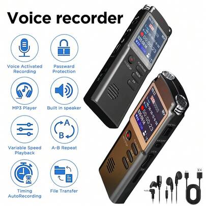 Upgraded Digital Voice Recorder | Color Screen | Voice Activated Recorder | Inbuilt 8GB | Drive Free USB Function | Clock Function