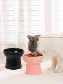 1个带增高架的陶瓷猫碗，宠物碗带颈部保护，防呕吐防下巴痤疮，黑色猫粮碗 - 300ml - 查看 2