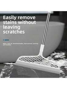 Chổi thần kỳ với đầu chổi silicon hai mặt xoay 360°, thích hợp cho phòng tắm, nhà bếp, phòng khách, sàn cứng và thảm, tay cầm bằng nhựa dễ cất giữ. - A - Xem 7