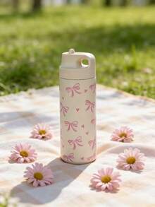 1pc 550ml/18.6oz Bow Heart Series Water Bottle, With Spout Water Cup, Original Double-Layer Stainless Steel Insulated Cup, Cold Cup, Vacuum Bottle And Insulated Bottle, Travel And Outdoor Use Cup, Gym And Outdoor Sports Cup, Flat Bottom Cup, Car Cup, Winter And Summer Drinkware, Holiday Gift - Multicolor - View 9