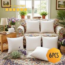 Premium White Polyester Down Alternative Cushion Inserts – Machine Washable Lightweight Pillow Inserts Available In 1/2/4/6/8 Packs, Multiple Sizes 12*20in 18in 20in 22in For Sofa Couch Pillowcase Filling - 6Pcs - 查看 1