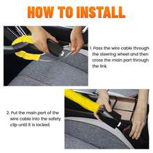 DualGuard Car Steering Wheel & Seat Belt Lock - 17" Universal Anti-Theft Device For Vehicles, SUVs, Golf Carts | Compact & Lightweight Security Lock With Multi-Function Keys (Yellow) - 黃色的 - 查看 5