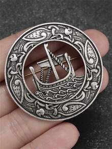 1 chiếc ghim cài áo kim loại hình tàu chiến Celtic Viking thời trang mới, kiểu dáng retro dành cho nam và nữ, họa tiết sóng rune, thích hợp làm quà tặng dự tiệc hoặc ngày lễ. - Thời trang - Xem 4