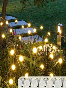 Luces de jardín solares oscilantes con diseño de luciérnagas, luces LED de paisaje para exteriores IP65 a prueba de agua con tallo flexible y diseño oscilante, grandes luces de estaca oscilantes con encendido/apagado automático, adecuadas para el patio, el jardín, el camino, la decoración navideña - Luces solares para jardín - Ver 10