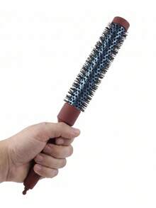 1pc Red-Brown Extra Long Aluminum Barrel Hair Salon Styling Round Brush, Curling, Smoothing, Volumizing, Anti-Static, Tapered Tip - Mocha Brown - View 7