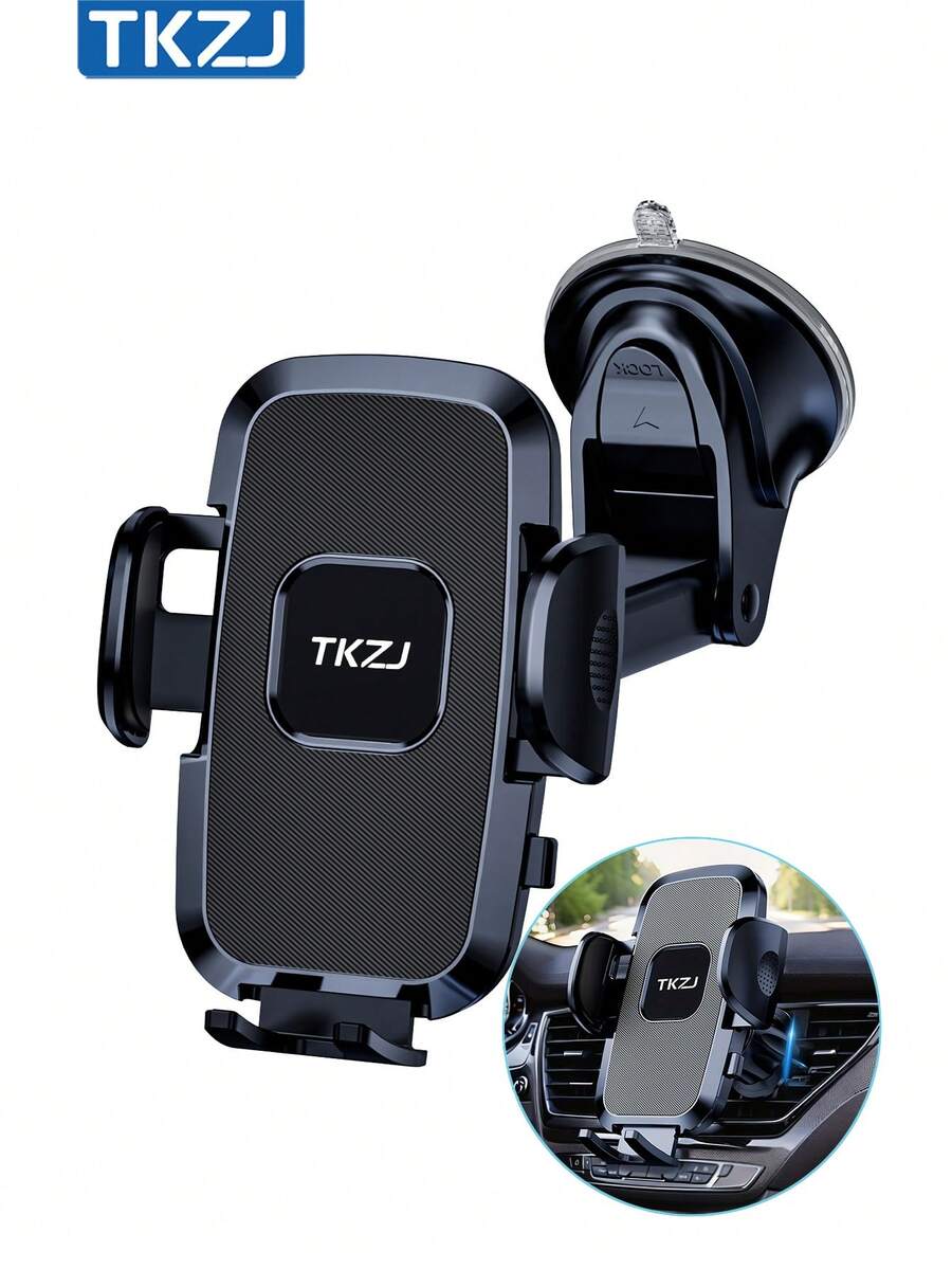 TKZJ T002 2-In-1 Car Phone Holder, Upgraded Adjustable Dashboard & Air Vent Mount Suitable For All Phone Models