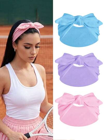 1/3条装纯色百搭运动头带，韩式时尚宽发带，休闲户外活动理想之选，可作头巾、吸汗带、校园用品、大学秋冬季发带、女士度假装扮发饰、优雅围巾、柔软头巾