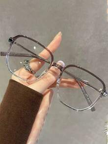 1 Pair Women's Vintage Oversized Fashion Flat Top Glasses, Suitable For Daily Wear, Party Decoration, Computer Office, Playing Computer Games - Multicolor - View 8
