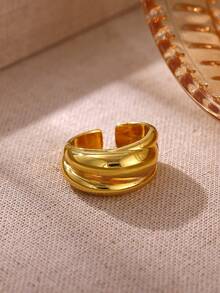 Stainless Steel Metal Heart Open Ring Gold Color Plated Minimalist Fashion Jewelry Accessories Gift - JZ9329 - View 1