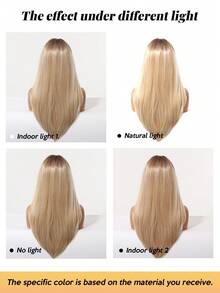 Element Synthetic Fiber Wigs For Women Long Straight Wavy Brown Blonde Wig With Bangs Heat Resistant Fashion Natural Daily Party - Blonde Ombre - View 9
