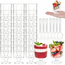 Ly nhựa nhỏ đựng tráng miệng kèm thìa, ly khai vị trong suốt, ly nhỏ dùng cho món tráng miệng, khai vị, bánh pudding, mousse. - Nhiều màu - Xem 6