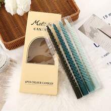 4Pcs 25cm/9.8" Twisted Taper Candles, Dripless Smokeless Unscented Long Candle Sticks, Spiral Candlesticks For Wedding, Ramadan, Christmas, Valentine's Day, Home Dinner Table Decor, Perfect Gift For Bridal Shower, Anniversary & Holiday Atmospher - 4pcs - View 9