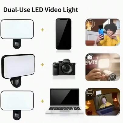 Baijun XU Mini Clip-Type Lighting Device For Mobile Phones, Portable Lighting Device, Compatible With Mobile Phones, Laptops And Tablets, Suitable For Various Scenarios, Used For Self-Takes, Live Streaming, Video Conferences, Makeup Lighting And Short Video Shooting