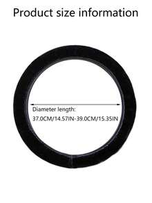 1PC Soft Faux Rabbit Fur Steering Wheel Cover - Universal Plush Warm Car Accessory, Winter Essential For Cozy Driving - Black - View 3