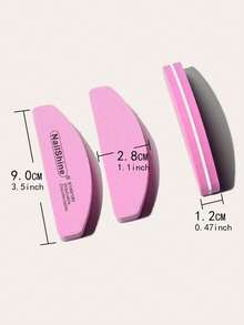 Mini Crescent-Shaped 100/180 Grit Sanding Sponge Nail File - Pink - View 4