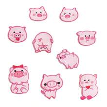 1pc Cute Pink Pig Embroidered Patch, Cartoon Animal Embroidery Sticker For Computer, Shoes, Bags, DIY - Pink Pig Patch - View 1