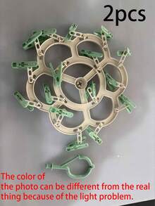 16夹可折叠旋转晾衣架，适用于晾晒内衣、袜子、小件衣物，室内外均可使用 - 节省空间，无需电源，洗衣房装饰，袜子收纳，衣架，公寓必备，母亲节礼物 - 彩色 - 查看 20