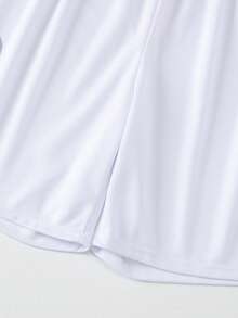 Set de 2 piezas de ropa deportiva de verano para hombres, camiseta de manga corta de cuello redondo + pantalones cortos deportivos - Blanco - Ver 7