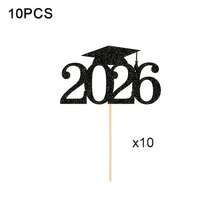 10件装黑色和金色闪光花卉花瓶填充装饰，优雅的2026毕业典礼设计，包含毕业元素和数字元素 - 多色 - 查看 4